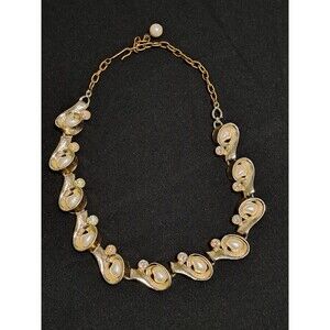 Vintage Art Nouveau Faux Pearl and Silver Tone Chocker Necklace